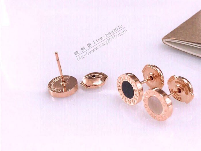 Bvlgari飾品 寶格麗飛碟耳塞 白貝母 黑瑪瑙鑲嵌加厚咪金耳釘  zgbq3036